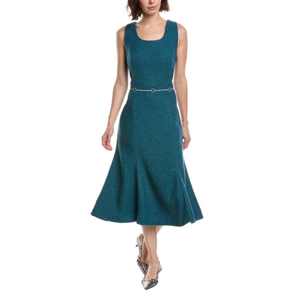 Pascale La Mode Womens Sleeveless Tweed Midi Dress, Blue